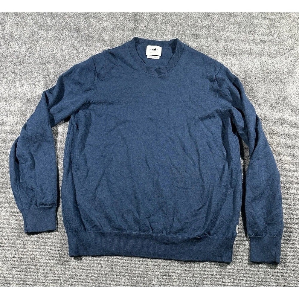 No Nationality Mens Blue Pullover Sweater US Medium Italian Yarn Merino Wool